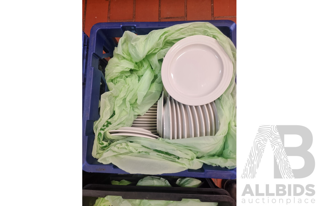 Job Lot of 6 Milk Crates of Crockery ETC