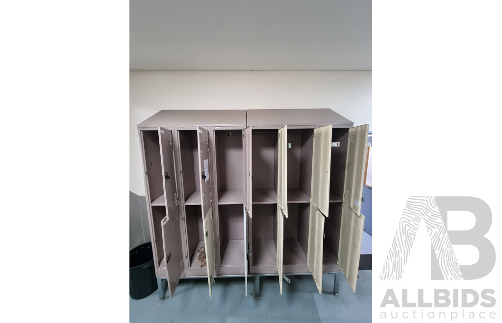 2 Bays of 6 Brown Built Lockers
