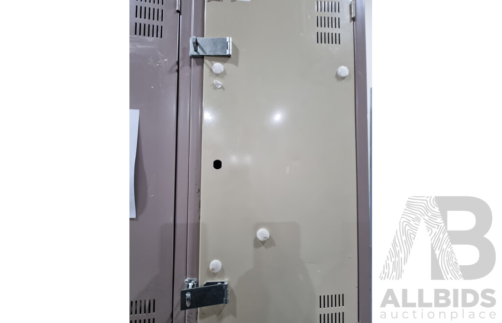 3 Bays of 4 Brown Built Lockers