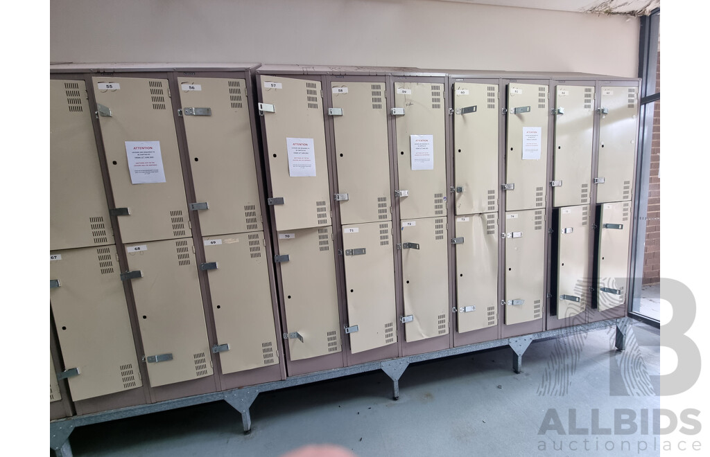Job Lot of 5 Bays of Brown Built Lockers