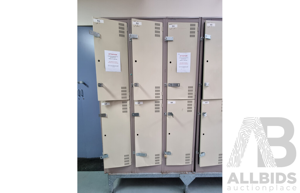 Job Lot of 5 Bays of Brown Built Lockers