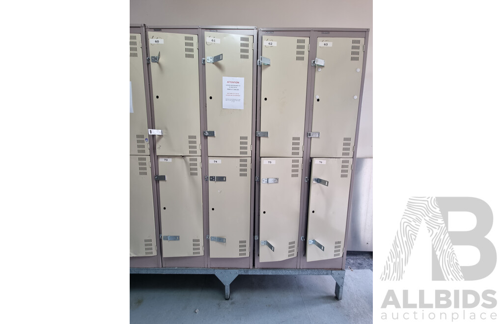 Job Lot of 5 Bays of Brown Built Lockers
