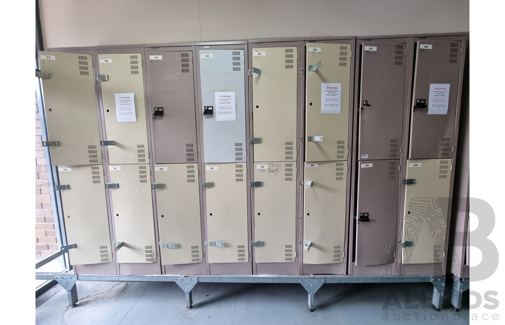 4 Bays of 4 Brown Built Lockers