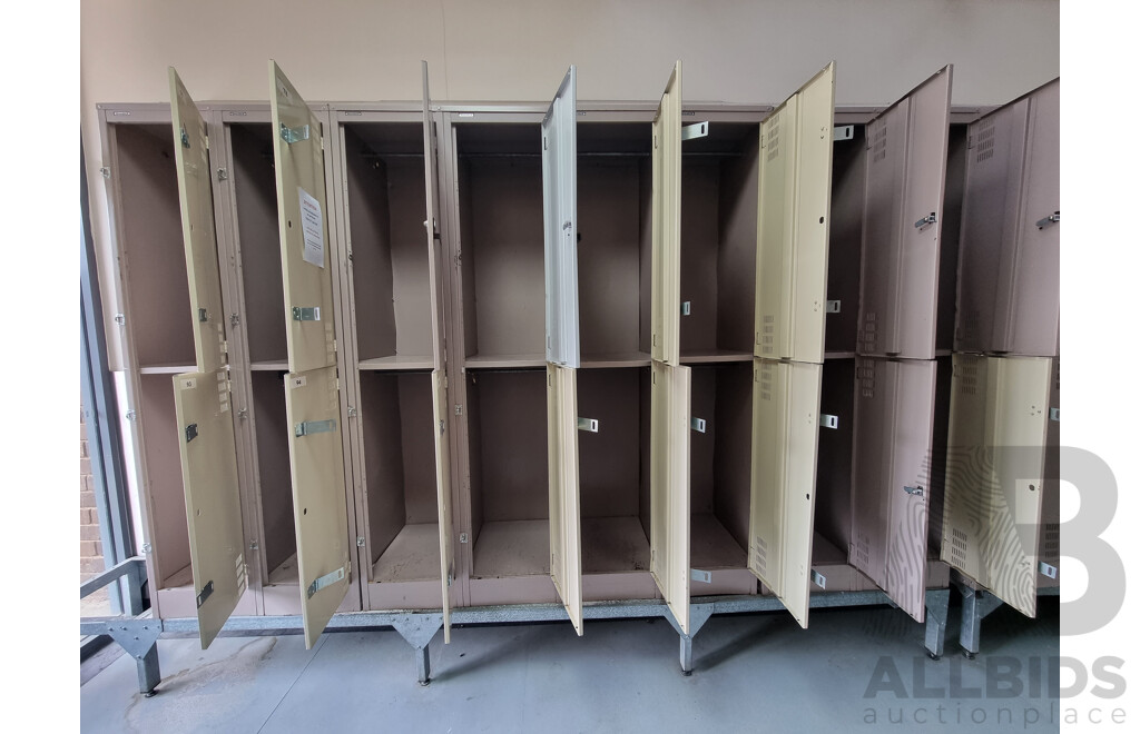 4 Bays of 4 Brown Built Lockers