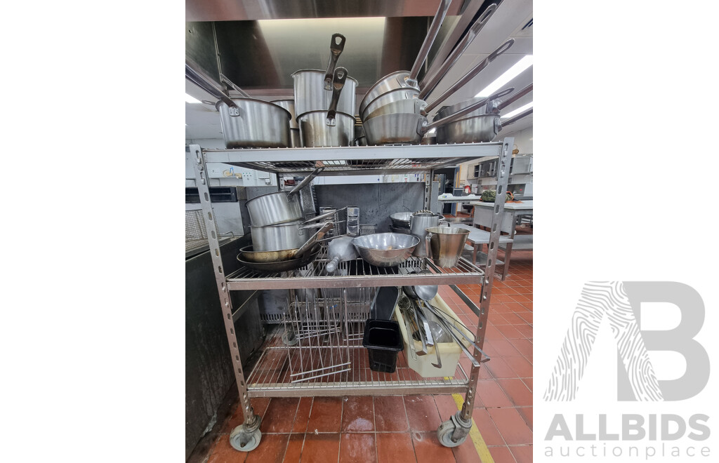 Kitchen Racking Trolley & Contents ETC