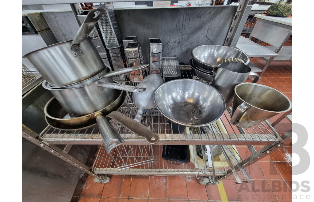 Kitchen Racking Trolley & Contents ETC