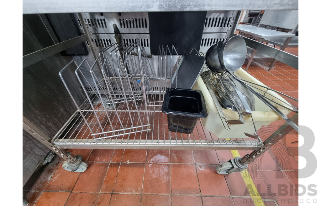 Kitchen Racking Trolley & Contents ETC