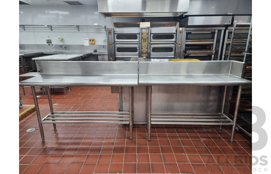 2 Stainless Steel Work Benches with Under Shelf Storage