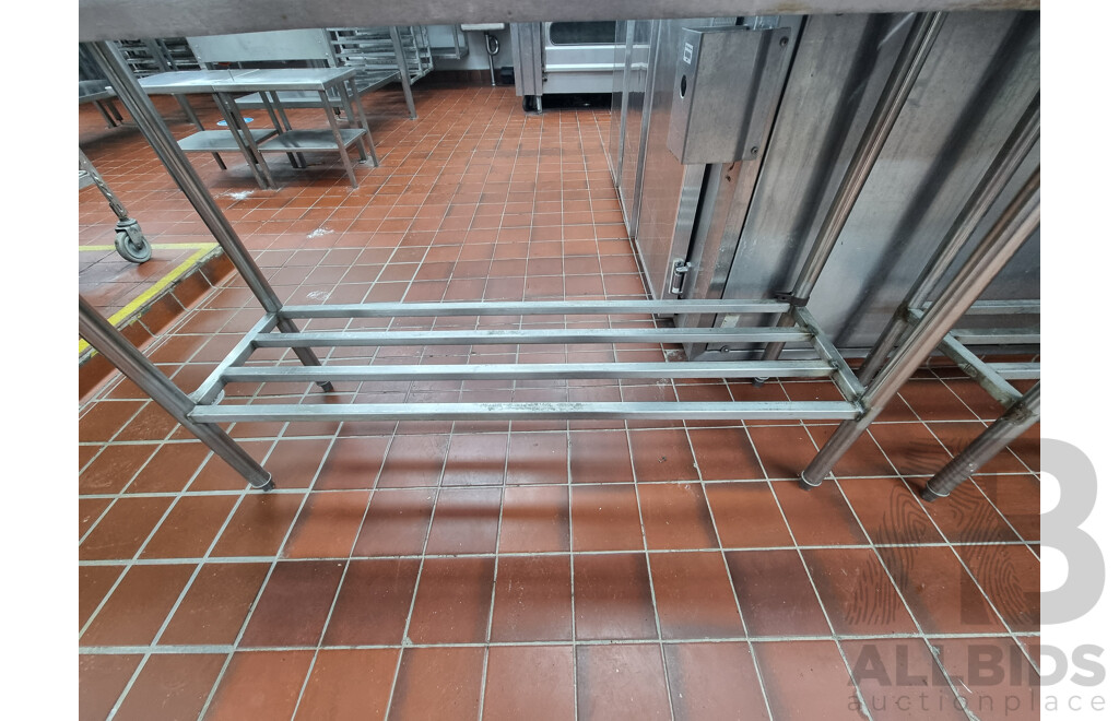 2 Stainless Steel Work Benches with Under Shelf Storage