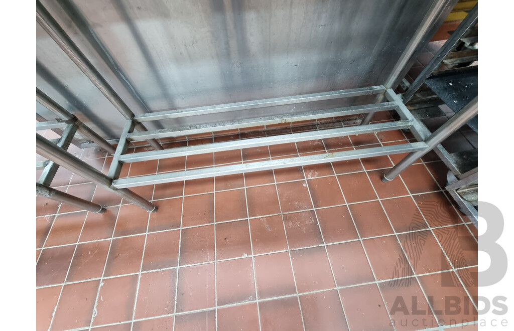 2 Stainless Steel Work Benches with Under Shelf Storage