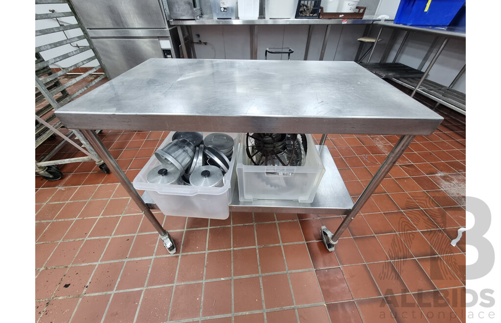 Job Lot Stainless Steel Work Bench Trolley with Under Shelf Storage & Contents ETC