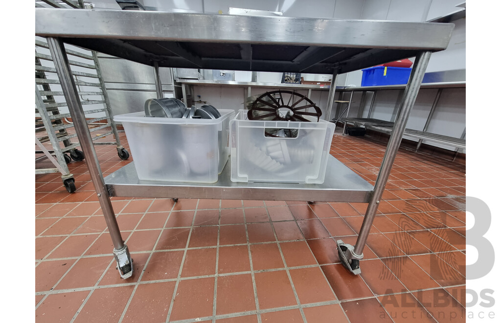 Job Lot Stainless Steel Work Bench Trolley with Under Shelf Storage & Contents ETC