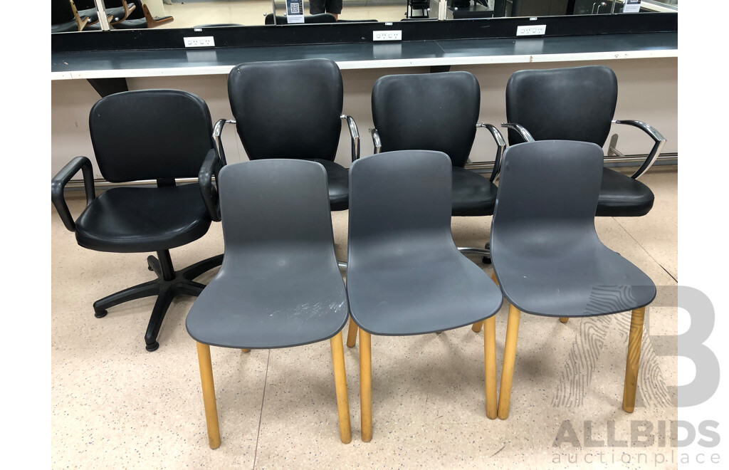 Gaslift Salon Chairs, Gaslift Office Chair and Occasional Chairs - Lot of Seven