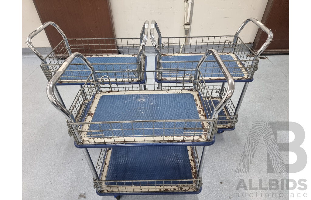 Lot of 3 Caged Service Trolleys ETC