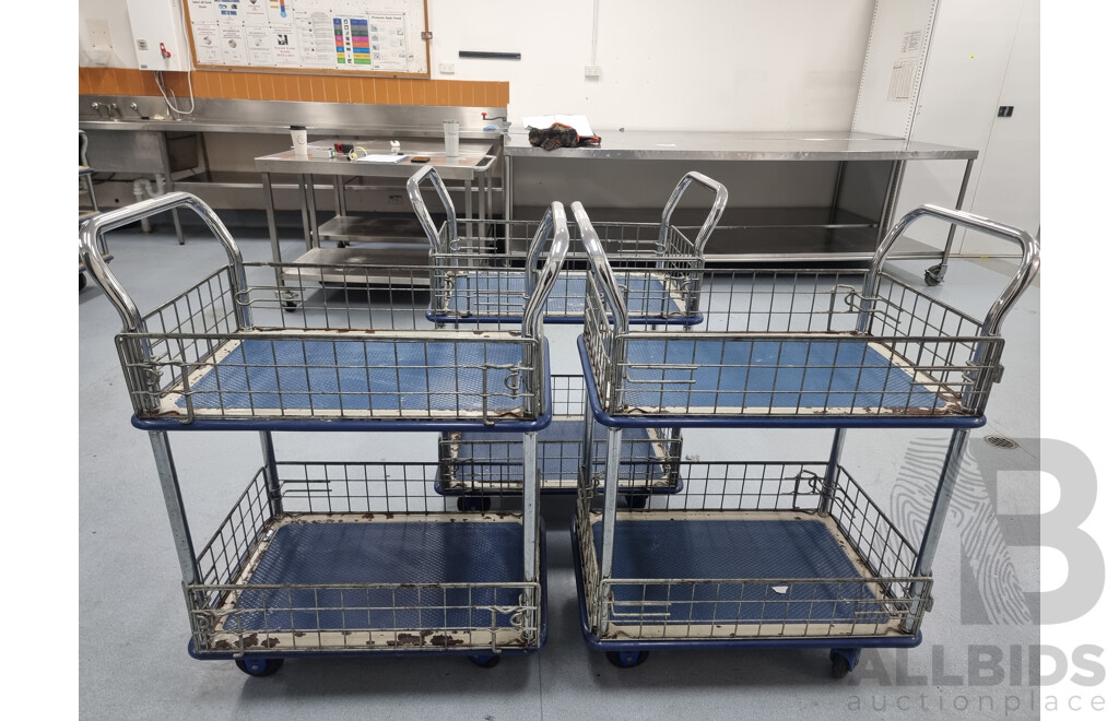 Lot of 3 Caged Service Trolleys ETC