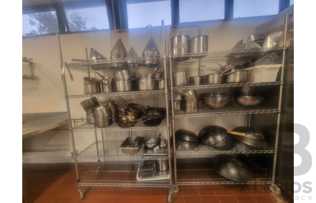 Lot of 3 Kitchen Racking Trolleys & Contents ETC