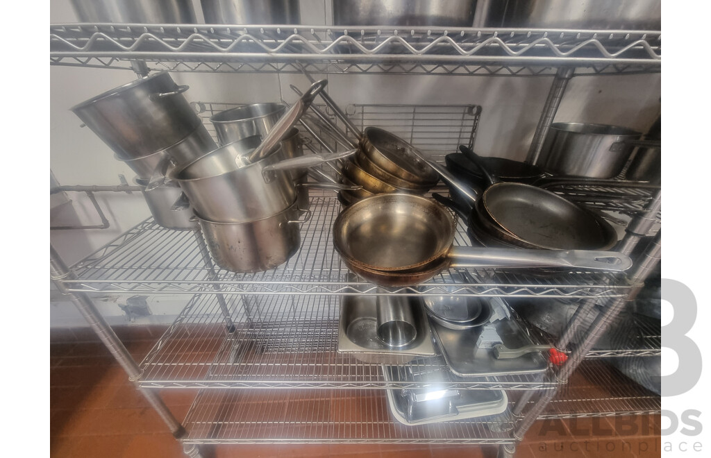Lot of 3 Kitchen Racking Trolleys & Contents ETC