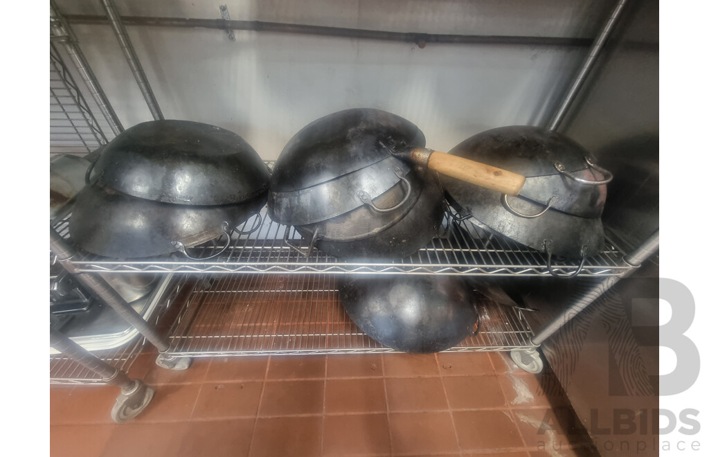 Lot of 3 Kitchen Racking Trolleys & Contents ETC