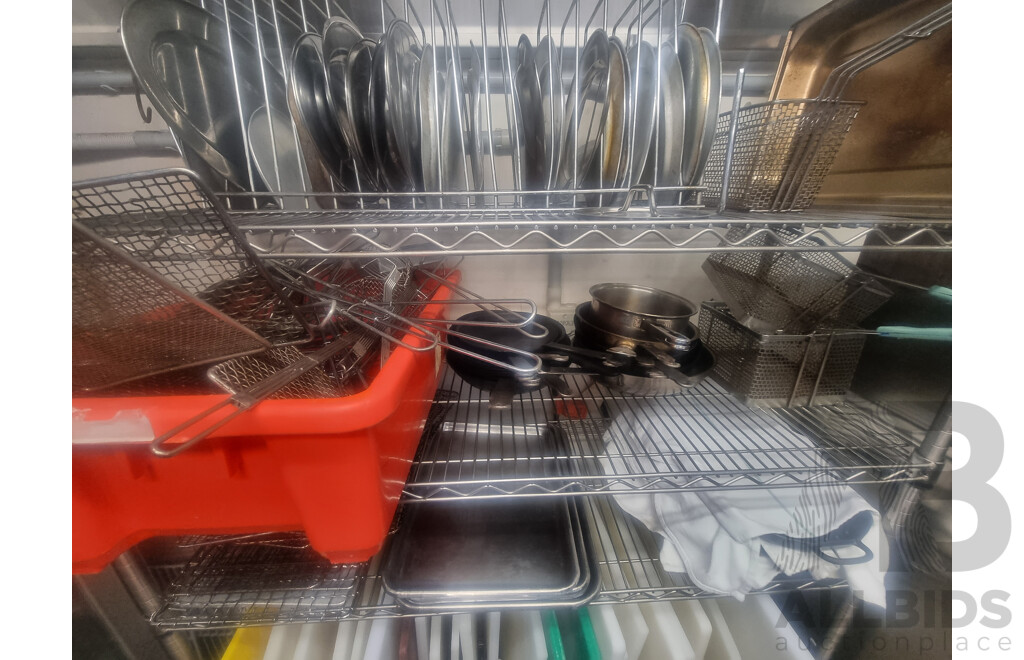 Lot of 3 Kitchen Racking Trolleys & Contents ETC