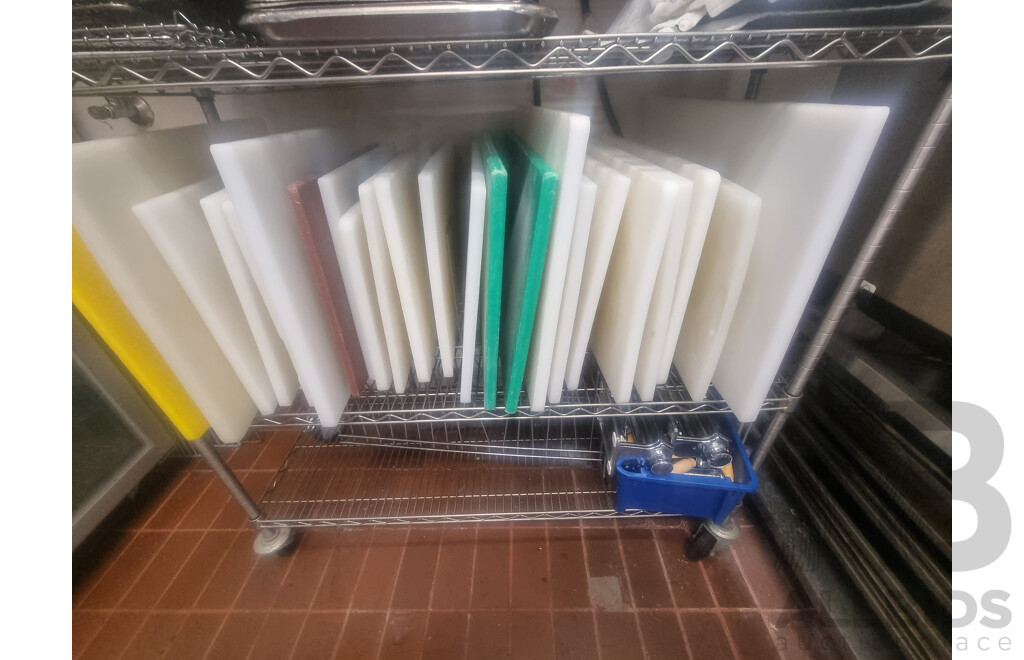 Lot of 3 Kitchen Racking Trolleys & Contents ETC