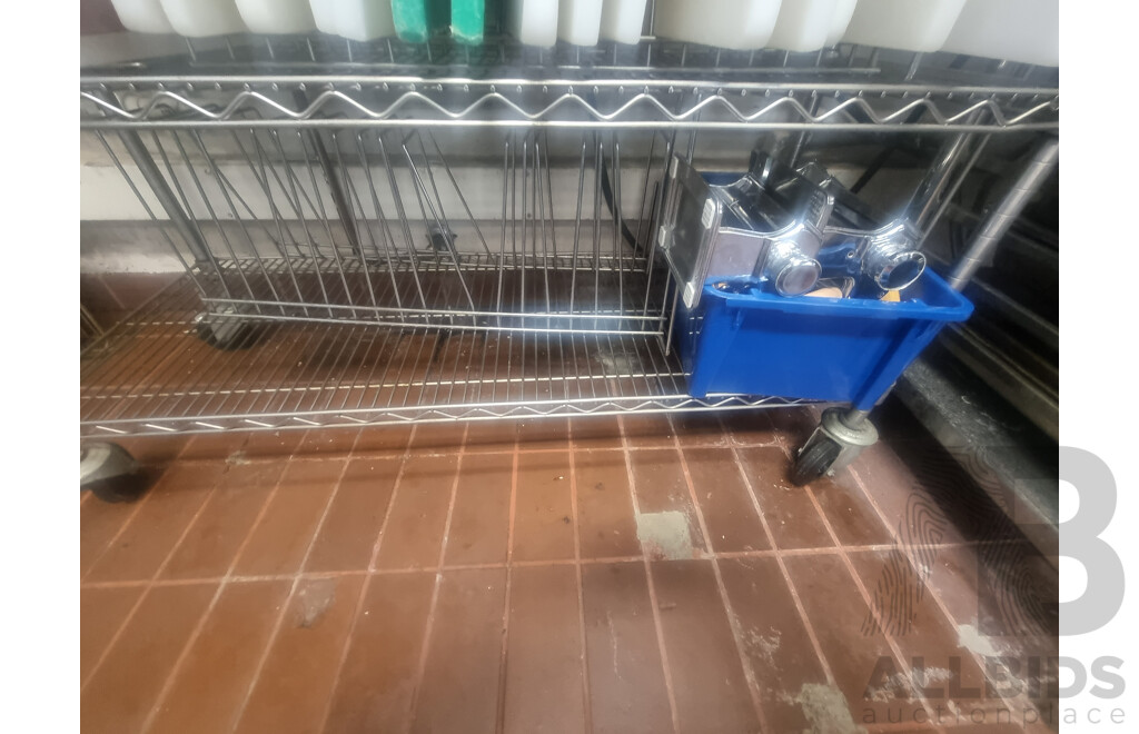 Lot of 3 Kitchen Racking Trolleys & Contents ETC