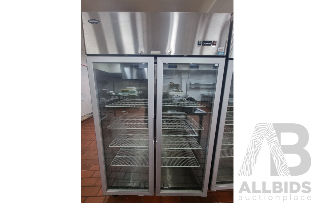 Quipwell Commercial 2 Door 1300L Glass Door Fridge