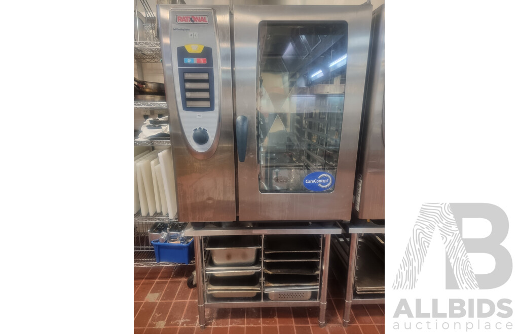 Rational SCC101 Combi Oven with 12 Slot Cooling Rack Stand