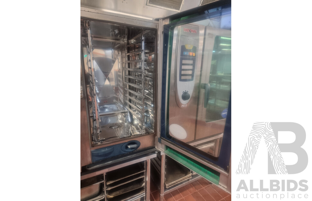 Rational SCC101 Combi Oven with 12 Slot Cooling Rack Stand