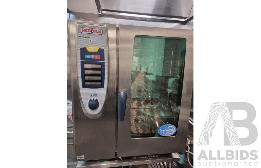 Rational SCC101 Combi Oven with 12 Slot Cooling Rack Stand
