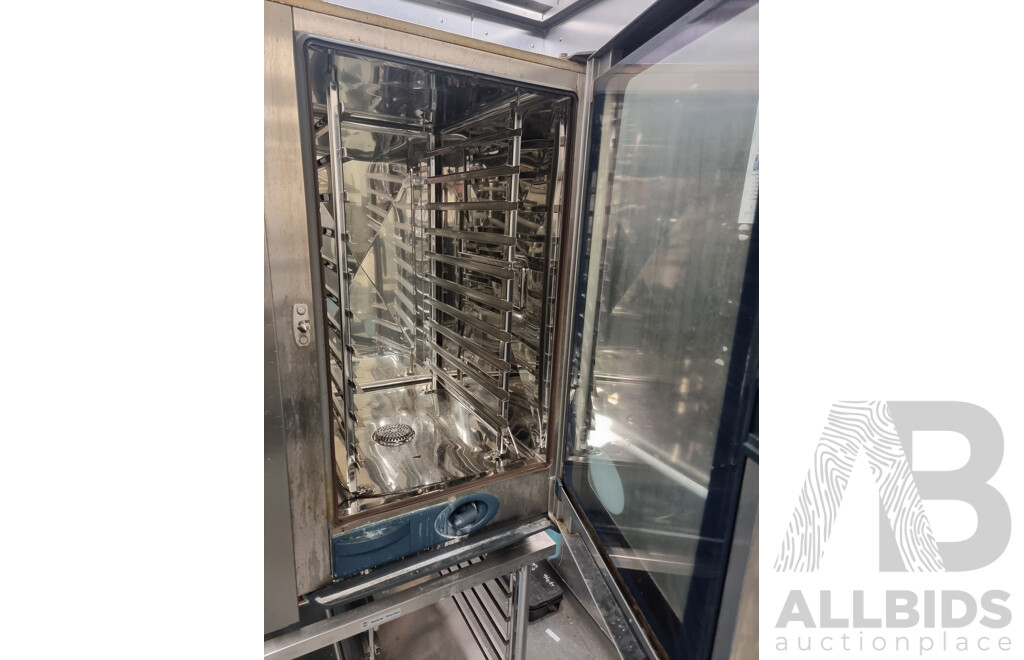 Rational SCC101 Combi Oven with 12 Slot Cooling Rack Stand