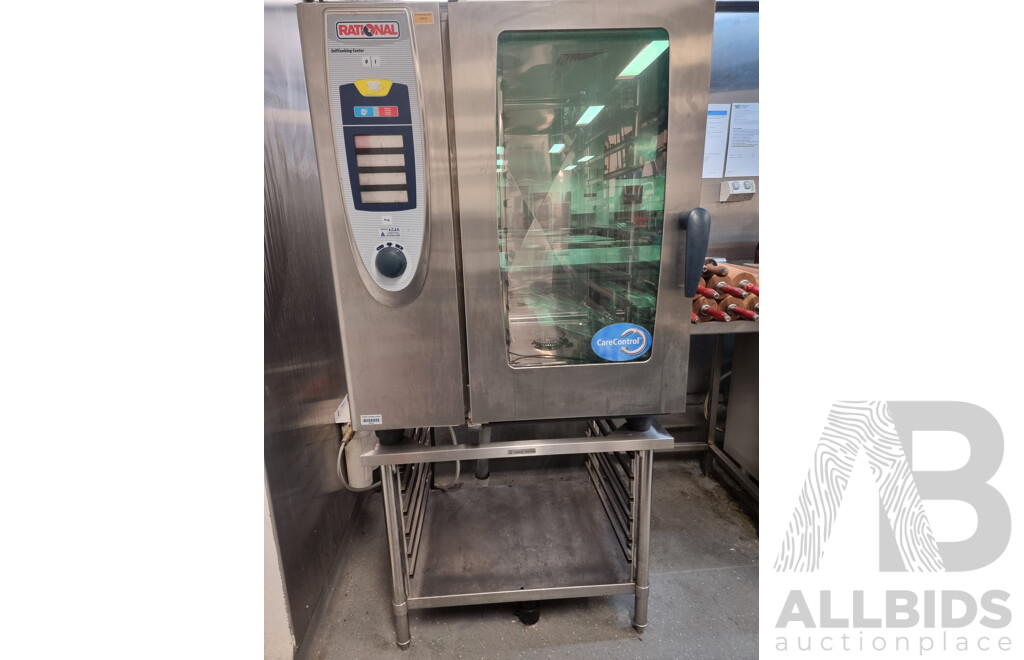 Rational SCC101 Combi Oven with 12 Slot Cooling Rack Stand