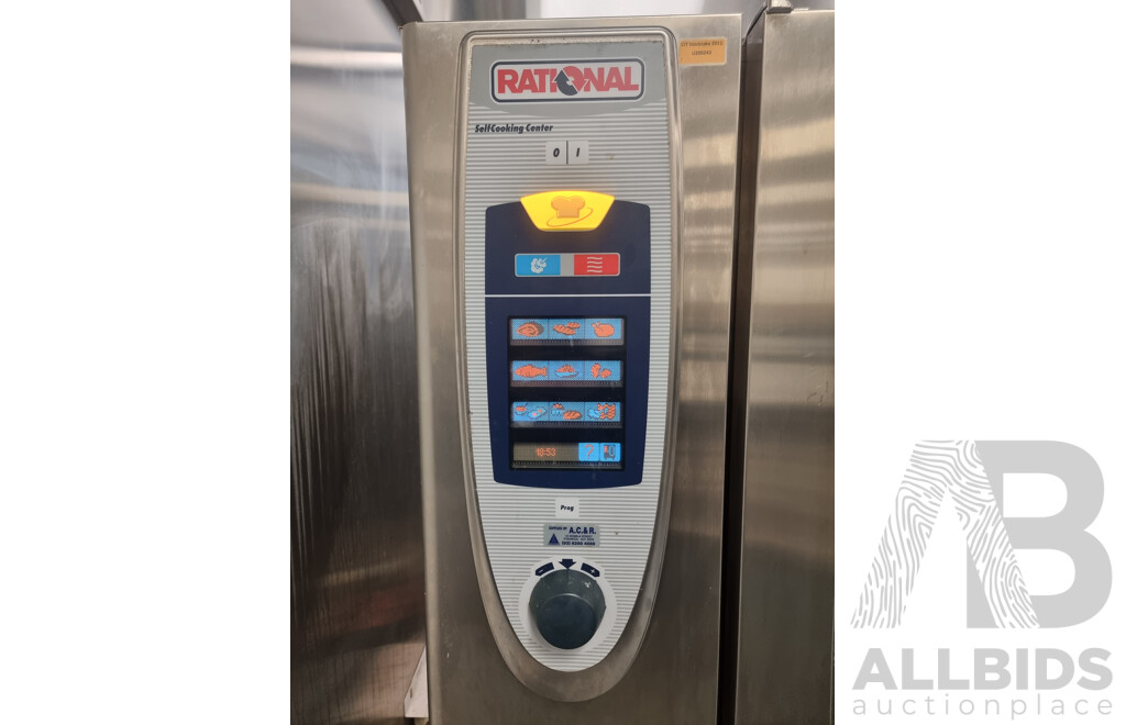 Rational SCC101 Combi Oven with 12 Slot Cooling Rack Stand