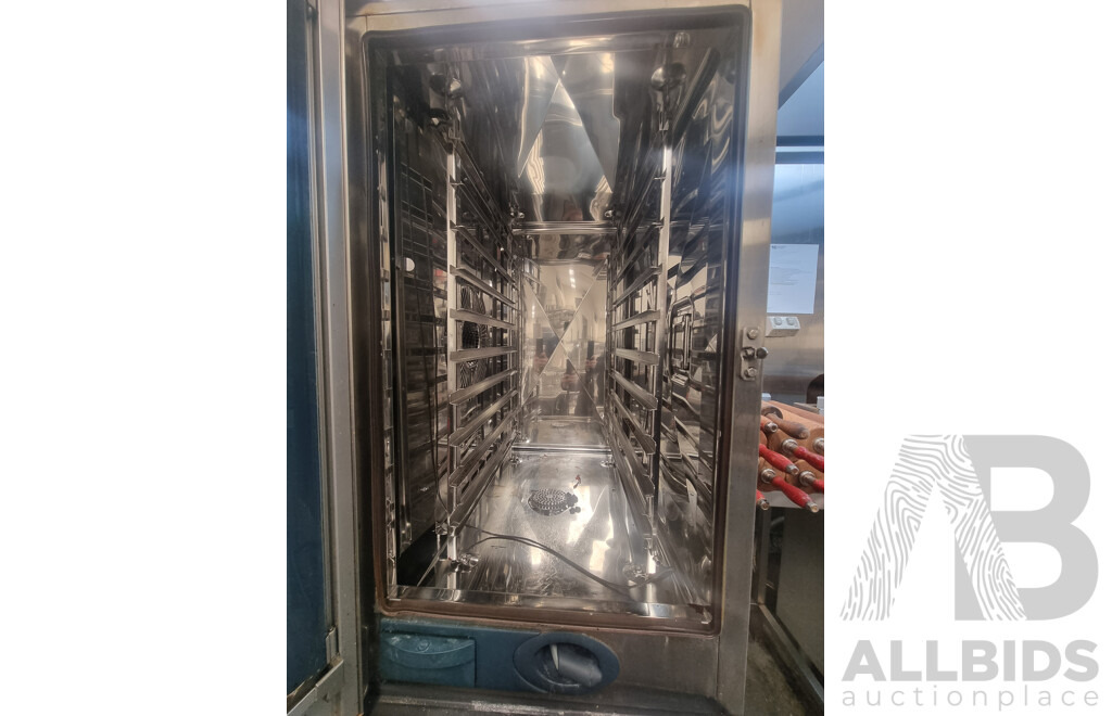 Rational SCC101 Combi Oven with 12 Slot Cooling Rack Stand
