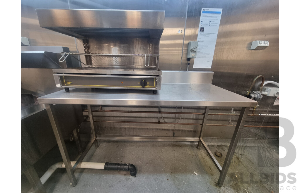 Roller Grill Commercial Electric Salamander & Stainless Steel Work Bench