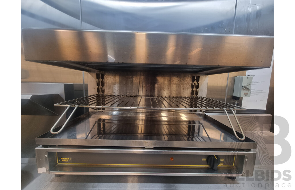 Roller Grill Commercial Electric Salamander & Stainless Steel Work Bench