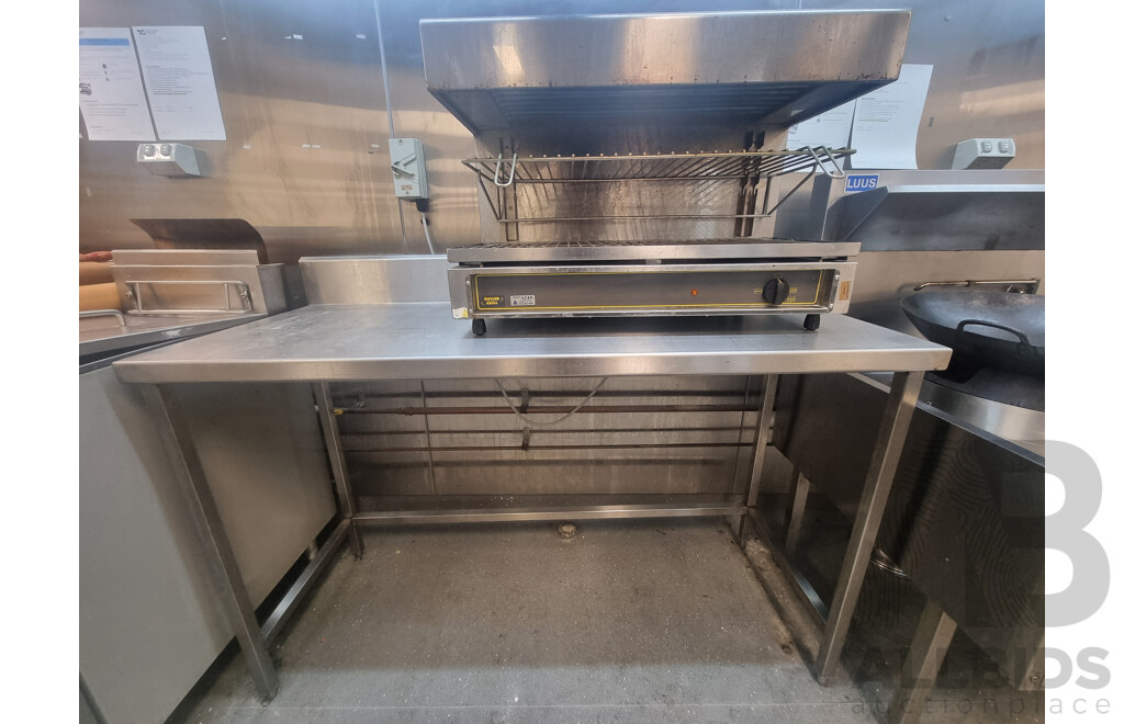 Roller Grill Commercial Electric Salamander & Stainless Steel Work Bench