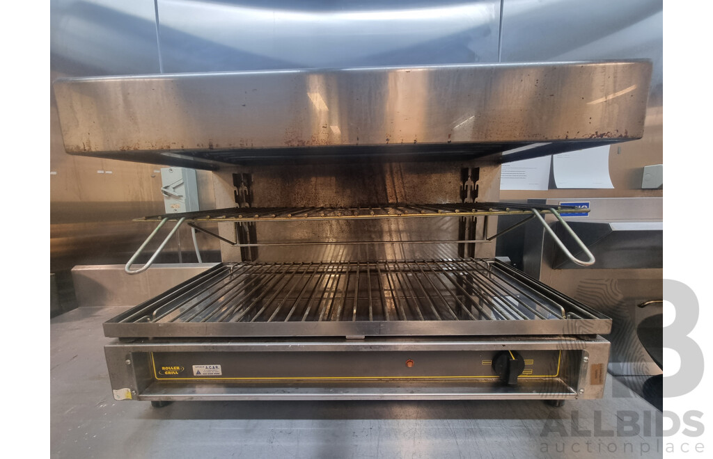 Roller Grill Commercial Electric Salamander & Stainless Steel Work Bench