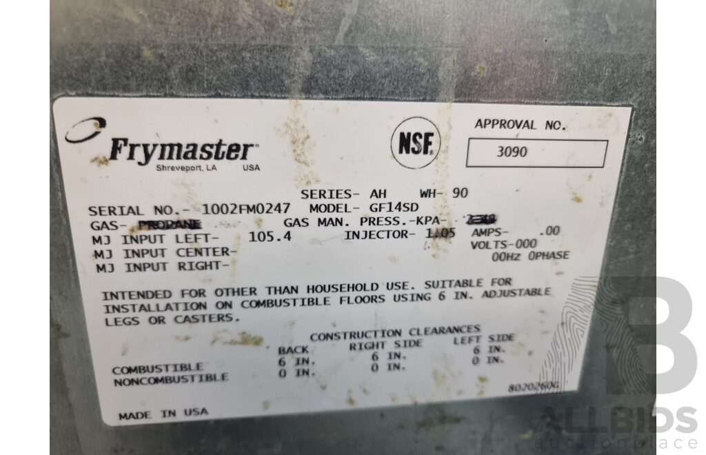 Fry-master Commercial Gas Deep Fryer, Stainless Steel Work Bench & Contents ETC