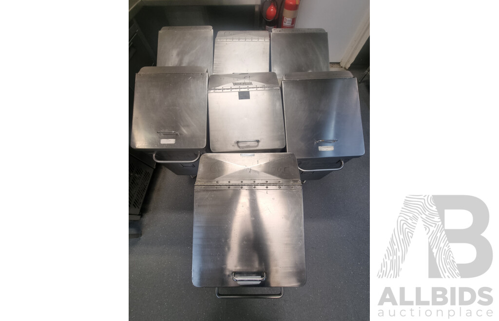 7 Stainless Steel Flour Bins on Wheels