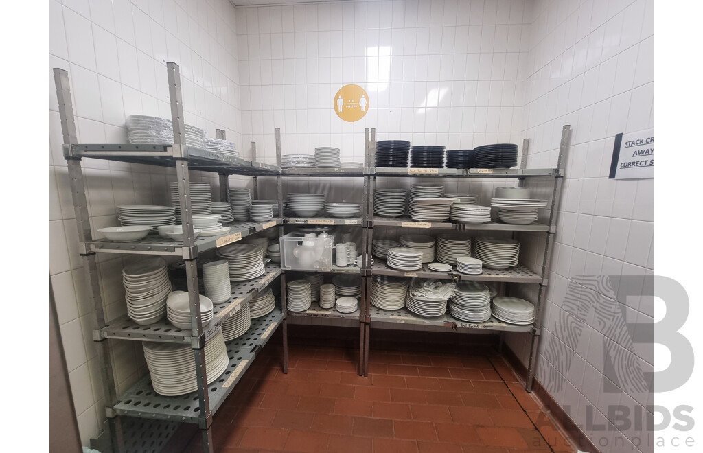 3 Kitchen Racking Storage Shelves & Contents ETC