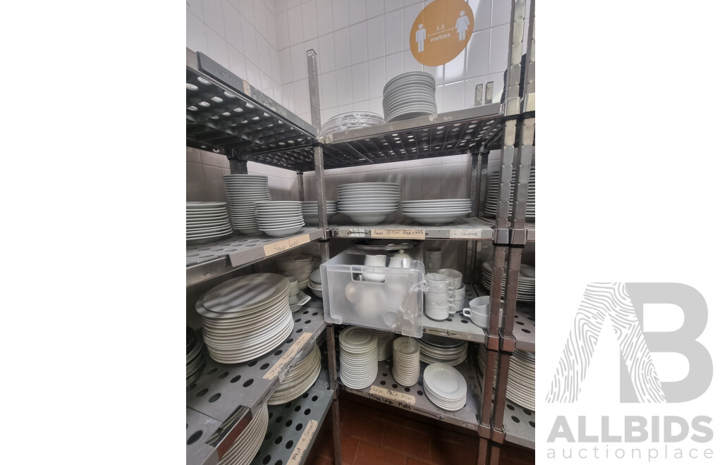 3 Kitchen Racking Storage Shelves & Contents ETC