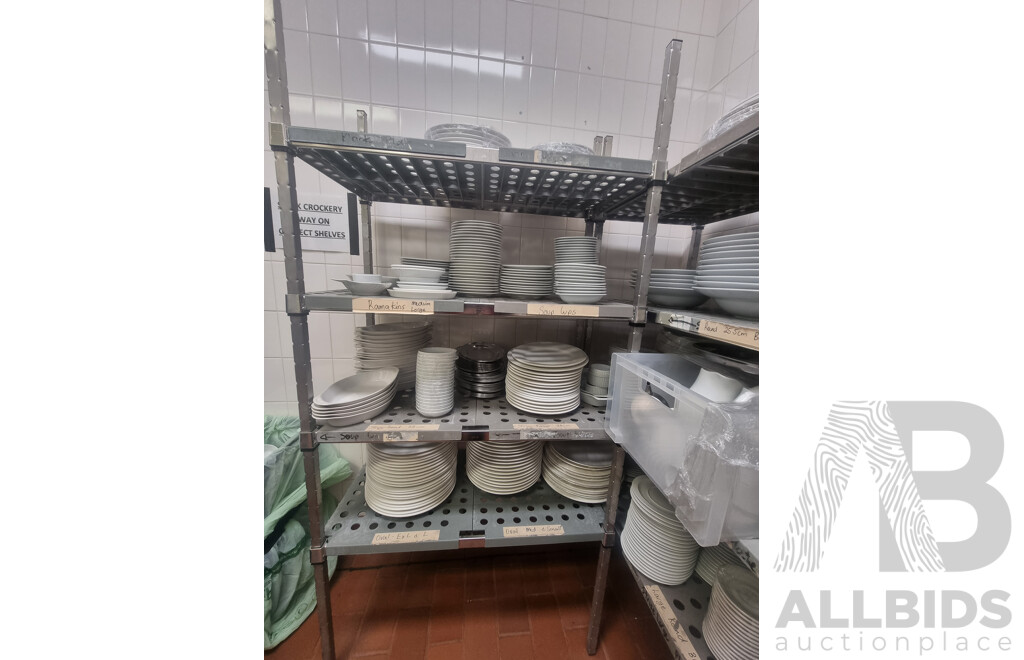 3 Kitchen Racking Storage Shelves & Contents ETC