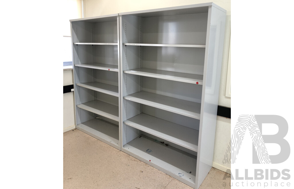 Five Bays of Metal and Laminate Shelving