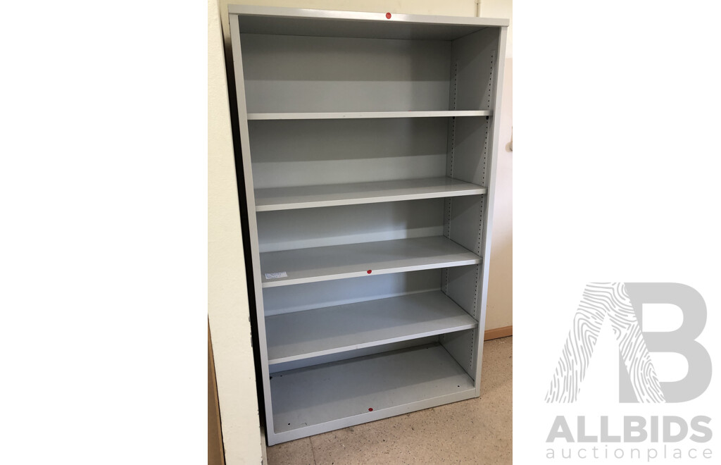 Five Bays of Metal and Laminate Shelving