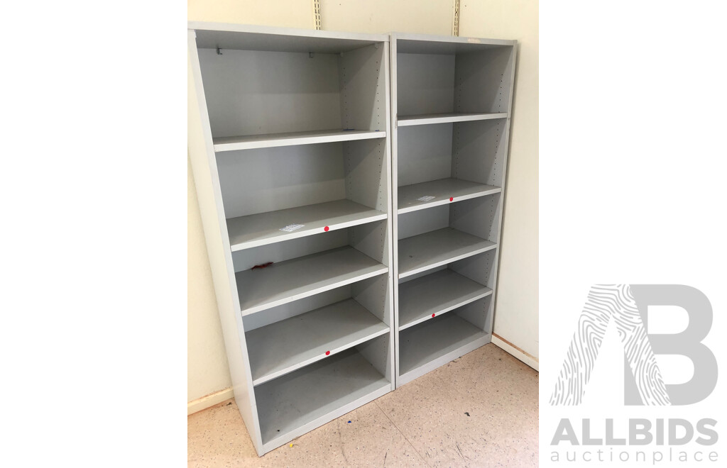 Five Bays of Metal and Laminate Shelving