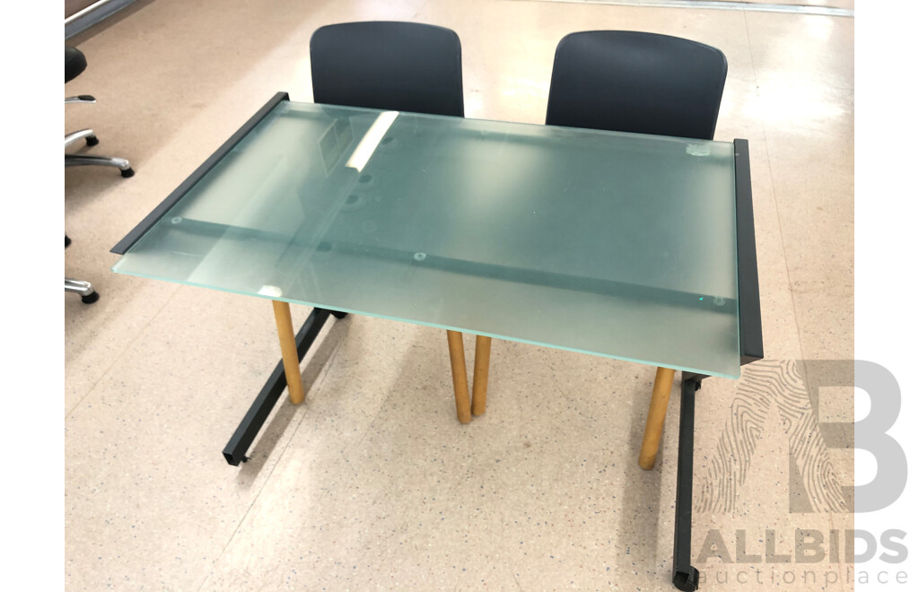 Glass Top Desk with Two Chairs