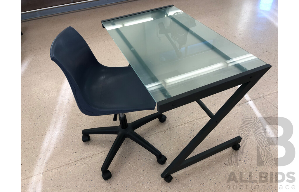 Glass Top Desk with Gaslift Chair