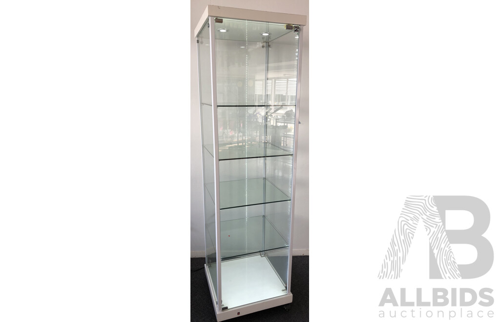 Illuminated Mobile Glass Display Cabinet