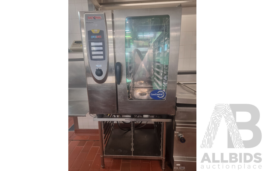 Rational SCC101 Combi Oven with 12 Slot Cooling Rack Stand
