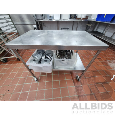 Job Lot Stainless Steel Work Bench Trolley with Under Shelf Storage & Contents ETC